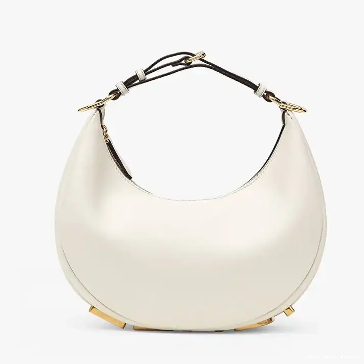 Cheap HOT Fendigraphy Bag Calf Leather Fendi Hobo In White Small 0620